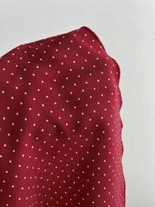Top de tirantes con cintura ceñida y estampado de lunares, trajes de baño de primavera/verano para mujeres con parte superior de lunares con lazo, blusas de verano para mujeres con estampado de lunares, top sin tirantes con estampado de lunares - Burdeos - Ver 6