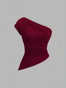 Sweetro Conjunto de top asimétrico con hombro fruncido elegante para mujer - Multicolor 4 - Ver 3