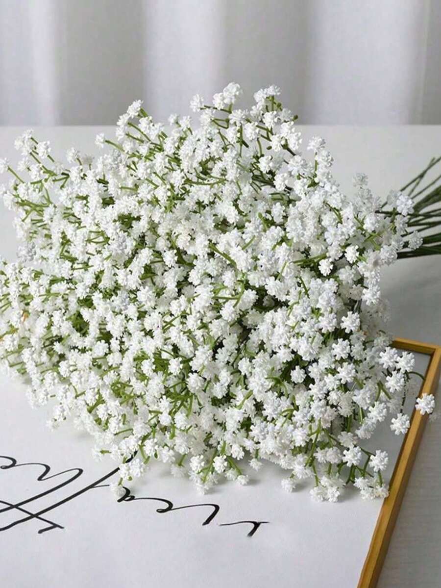 1/10/30/60/90朵星空人造花附莖 - 手作逼真質感花束,適合婚禮新娘花束、臥室、客廳、餐桌、牆面、層架、陽台、花園裝飾,DIY花藝裝飾,亦適用於婚禮、派對、生日氛圍佈置 - 白色 - 查看 1