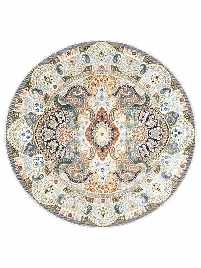 Modern Round Washable Non-Slip Area Rug – Thin Soft Living Room Carpet, Kitchen Rug & Runner, Decorative Rug
