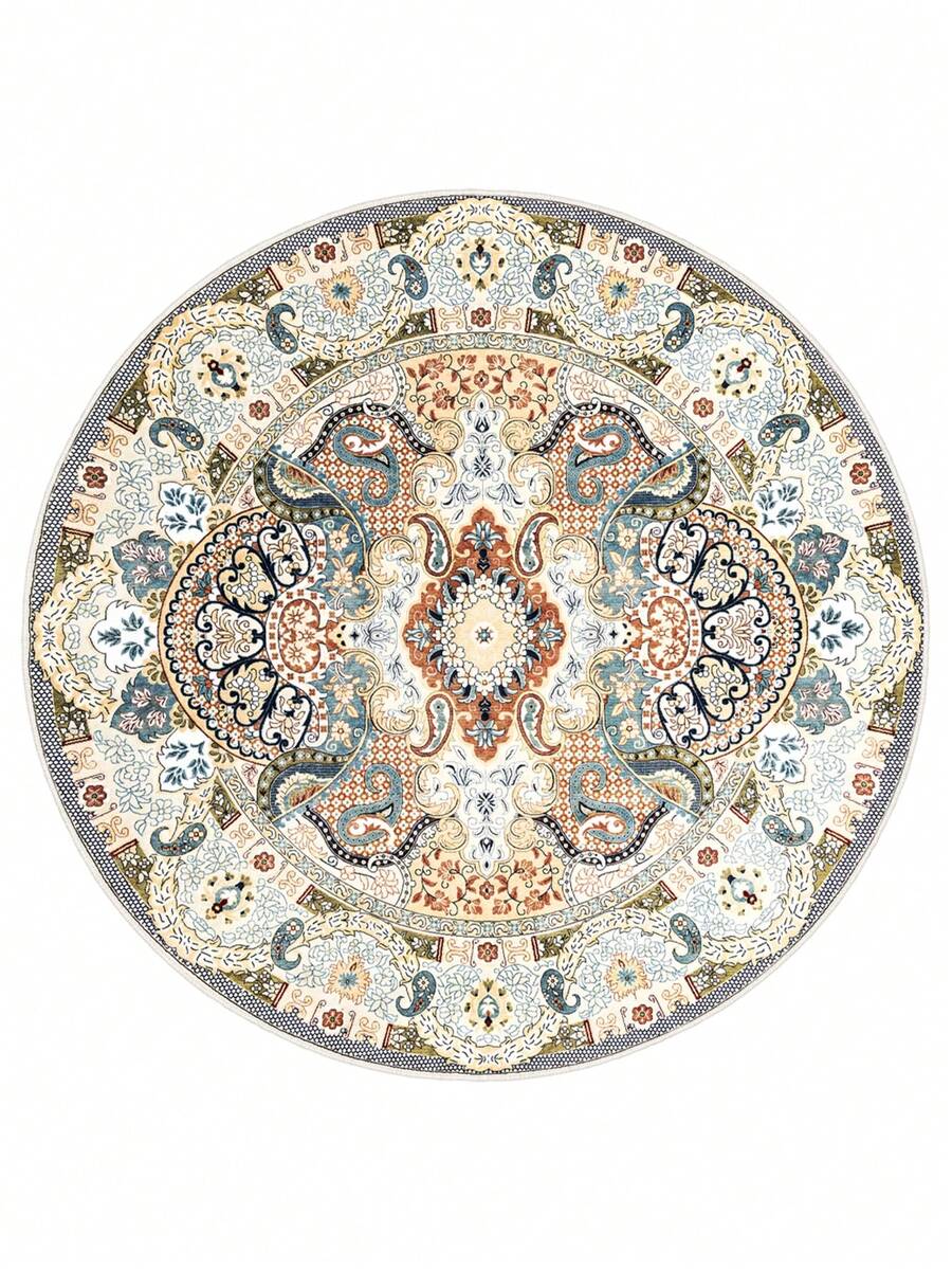 Modern Round Washable Non-Slip Area Rug – Thin Soft Living Room Carpet, Kitchen Rug & Runner, Decorative Rug
