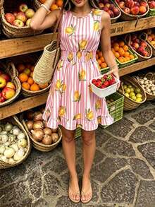 Vestido casual - Vestido casual moderno - Vestido casual de vacaciones - Vestido pastoril para mujer - Vestidos de verano para mujer - Ropa de mujer - Vestidos talla grande vendidos - Atuendos de verano para mujer - Rosa 3 - Ver 3