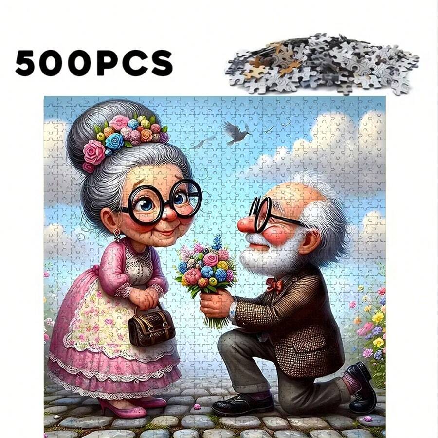 500片拼图 - 爷爷求婚主题 - 趣味家庭教育休闲游戏 - 完美的家居装饰礼物，办公室艺术品 - 50x50厘米/19.7x19.7英寸，创意挑战，理想的节日礼物 - 适合圣诞节、新年