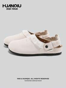 HUANQIU Sandal Renda Musim Semi & Musim Panas dengan Bordir Kupu-kupu, Sepatu Kasual Slip-On, Nyaman & Ringan, Serbaguna untuk Pemakaian Sehari-hari - Krem - View 1