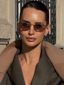1pc Women's Round Colored Retro Glasses, Suitable For Carnival Parties, Tropical Beach Vacations, Bars, Clubs, Outdoor Activities, Fits Various Face Shapes, Essential Beach, Outdoor, Travel Accessory For Summer - Brown - View 4