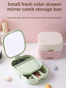 Transparent Cosmetic Brush Holder Bag, Portable Divided Drawer Jewelry Storage Box, Mini Suitcase Shaped Makeup Sponge Case (Random Color) - Multicolor - View 4