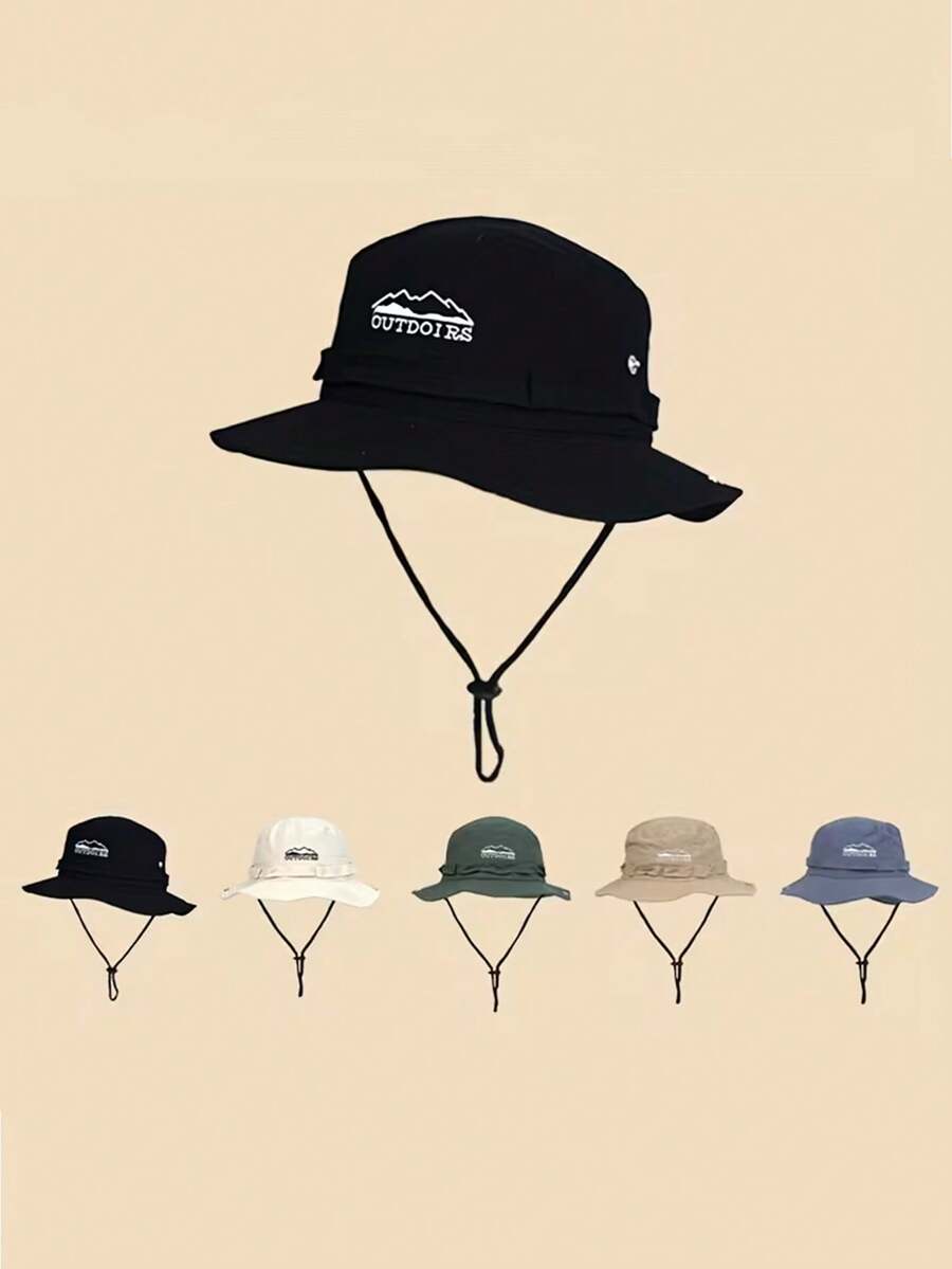 1pc Outdoor Bucket Hat, Drawstring Hat, Suitable For Hiking, Summer Travel Hat, Multiple Colors To Choose From - Multicolor - View 1