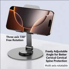720° Rotatable Metal Phone & Tablet Stand, Foldable Portable Desktop Live Streaming & Slouchy Holder - Multicolor - View 7