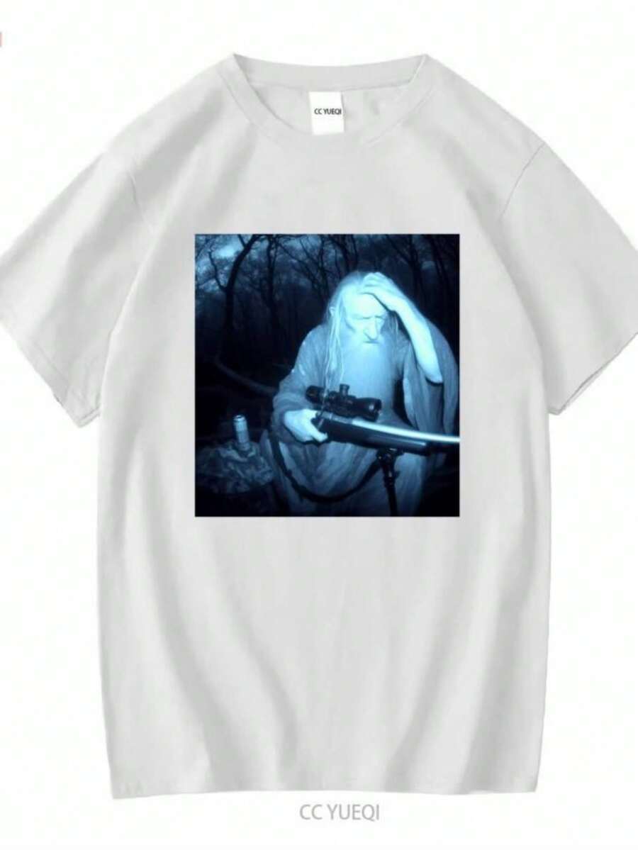playeras de mujer 2026 Old Wizard Hunting and Drinking Beer at Night T Shirt long or short sleeves vintage Washed Top For Everyday Wear Unisex Stylish - Blanco - Ver 1
