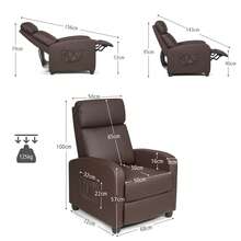 GOFLAME Single Reclining Sofa Padded Reclining Chair For Living Room With Adjustable Backrest Side Pocket For Storage - Brown - View 2