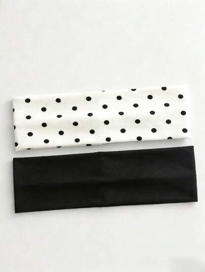 2 Pieces Set Of Women's Fashionable Polka Dot Print Soft Non-Slip Headbands, Elastic Yoga Sports Headbands, Versatile For Daily Wear, Suitable For Various Occasions Summer Hair Accessories Sport Hair Bands Cycling Sweatband