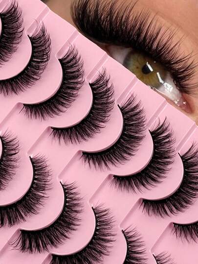 10 Paar 3D weiche, flauschige Katzenaugen-Wimpern zum Verlängern und Volumisieren kurzer Wimpern, lockig, natürlich, realistisch, falsche Nerz-Wimpern, voluminöse, verwischte Make-up-Wimpern, Wimpernstreifen, Wimpern, Wimpern, Falsche Wimpern