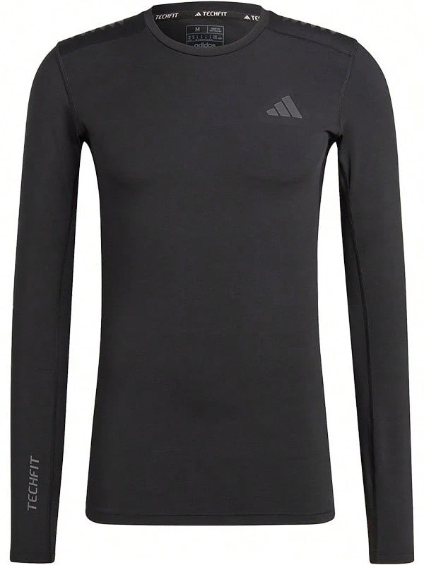 Adidas Techfit RHEON 款丨 高彈透氣速乾男子跑步綜合訓練運動緊身衣 - 黑色 - 查看 1