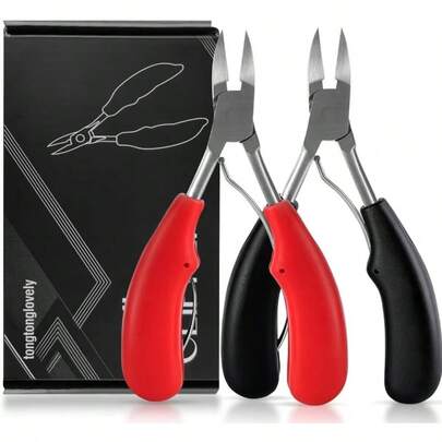 Heavy Duty Stainless Steel Nail Clippers With Safety Soft Grip Handle, 25 Degree Angled Blade For Thick & Ingrown Nails, Splash-Proof Design (Suitable For Arthritis Patients)