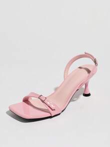 Giày sandal cao gót mũi vuông cho nữ, thoải mái và thanh lịch, có khóa điều chỉnh phía trước và phía sau, mềm mại và thân thiện với da, thời trang và lãng mạn, sandal cao gót quai mảnh màu hồng, cổ điển và đa năng, phù hợp cho hộp đêm, tiệc tùng, hoạt động ngoài trời, đi làm, du lịch, ở nhà, văn phòng, trang phục thường ngày, Ngày của Mẹ, Ngày Valentine, Lễ Tạ ơn, Tết Nguyên đán, Giáng sinh, mùa hè. - Hồng - Xem 1