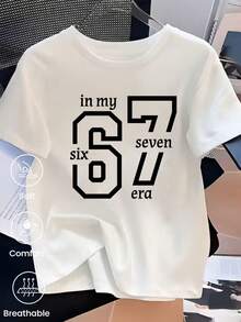 180g Made In Mexico, Spring/Summer 2026 Fashion Short Sleeve T-Shirt, Cartoon Print, Couple Style, Underwear/Outerwear, Casual Round Neck For Office, Unisex One Piece Top - 白色 - 查看 2
