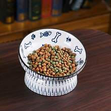 国丰蓝瓷猫碗 - 高脚陶瓷猫粮碗，宽底设计防止猫咪下巴发黑，斜口设计 - 宠物猫粮碗。也可用于小型犬零食碗。卫生易清洗。 - 230ml - 查看 2