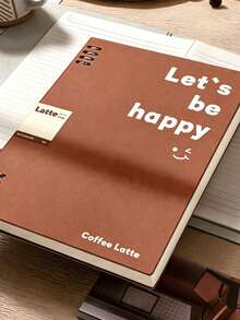 1本「Let's Be Happy」笑臉鬆散葉筆記本，極簡 8 孔設計，120 張/240 頁，可拆卸可替換厚紙，螺旋筆記本，適合學生與辦公人員，學習會議記錄，學校用品 - 橫線款 - 查看 2
