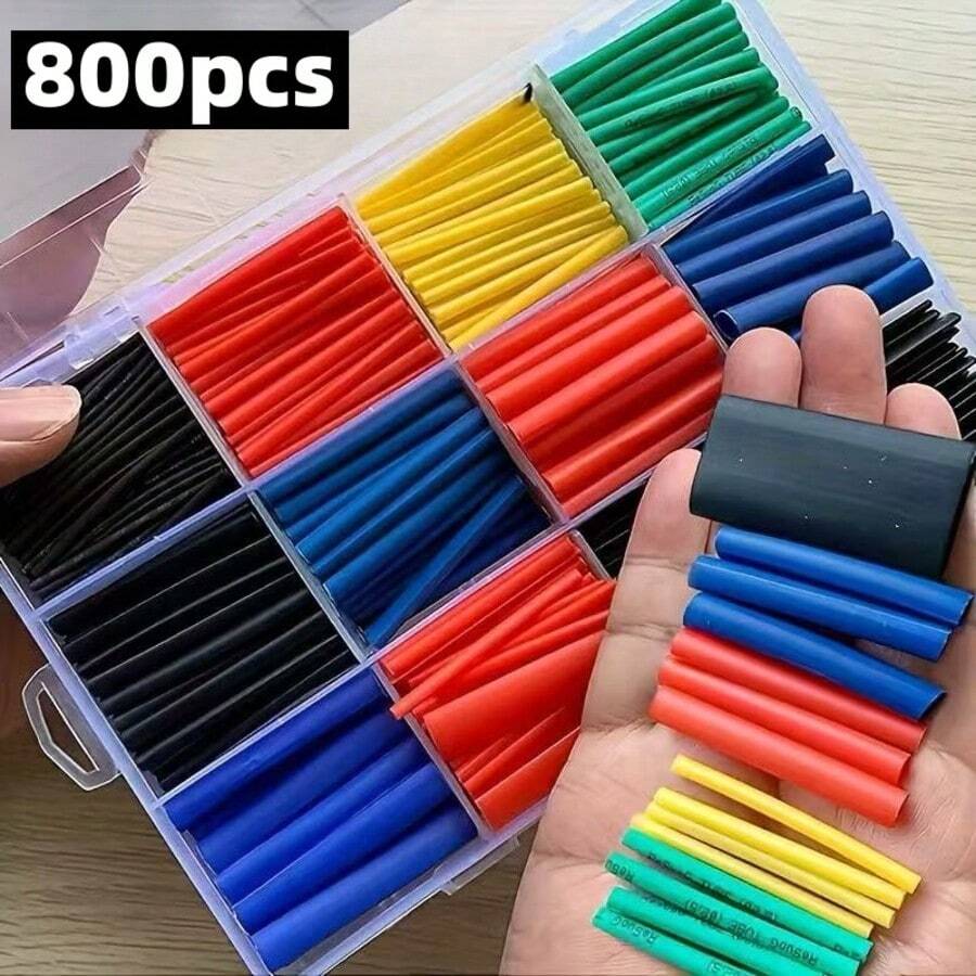 Ống co nhiệt bảo vệ cáp | Hộp cách nhiệt kèm ống gia nhiệt | Bộ dụng cụ đóng gói chịu nhiệt cao cho cáp điện, màng co nhiệt, súng bắn keo nhiệt, màng co nhiệt có keo, dụng cụ sửa chữa dây điện, ống bịt kín, vỏ bảo vệ.