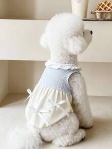 奶油蓝色蓬蓬裙宠物服装，适合中大型犬猫 - 彩色 - 查看 4