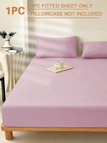 1 pieza Sábana ajustable de color lila claro súper suave, ropa de cama, sábana ajustable ligera, funda de colchón, diseño de bolsillo profundo de hasta 30 cm, suave y transpirable, apta para camas individuales, dobles, queen y king, para todas las estaciones, decoración de habitación, lavable a máquina - Púrpura malva - Ver 4