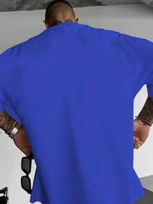 Compatible With The Manfinity Dauomo Men's Cartoon Print Crew Neck Short Sleeve T-Shirt, For Summer. - 藍色 - 查看 2