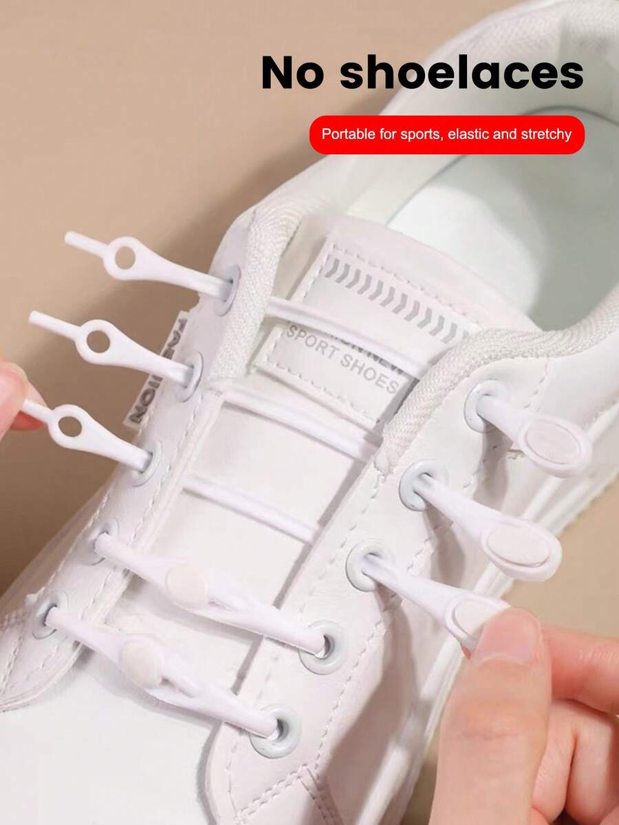 12pcs Unisex Slouchy No-Tie Elastic Shoelaces, Stretchy Fashion Convenient Locking Laces For Sports Shoes And Casual Shoes - Multicolor - View 1
