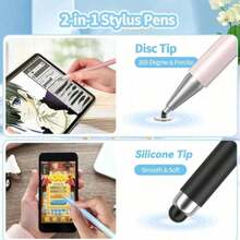 3pcs Capacitive Touch Stylus Pens, 2-In-1 Design With Round Disc Tip + Silicone Tip, Compatible With Smartphones And Tablets - Multicolor - View 8