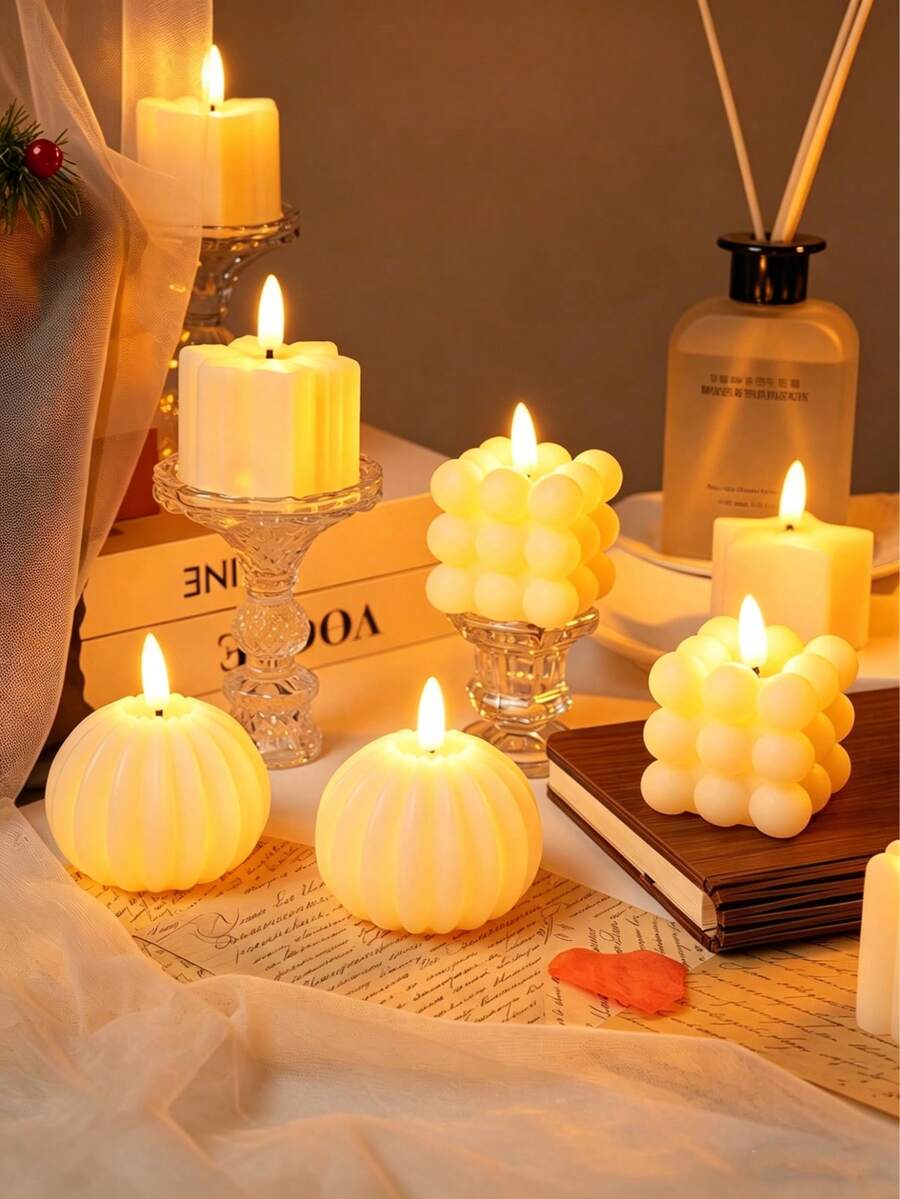 1 pieza Vela decorativa electrónica, accesorio de fotografía, luz de vela LED simulada adecuada para cumpleaños, temporada de graduación y bodas
