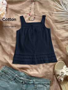 Blusa casual, cómoda y elegante de color azul marino para primavera y verano - Azul - Ver 9