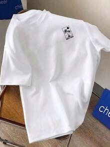 Casual Short-Sleeved Printed T-Shirt For Everyday Wear, Spring And Summer - 白色的 - 查看 8