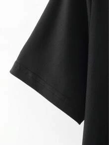 T-shirt homme décontracté à col rond avec imprimé géométrique - Mélange polyester et élasthanne, manches courtes, coupe classique, légèrement extensible, maille, pull d'été - Noir - Voir 3