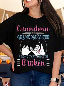 Grandmother And Granddaughter: An Unbreakable Bond. Women's Family Love T-Shirt, Gift For Mother And Daughter, For Birthdays, Christmas And Holidays. - 黑色 - 查看 1