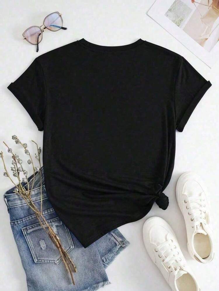 Camiseta de mujerCamiseta de Cuello Redondo para Mujeres Impresa con Dios del Espíritu Santo, Camiseta de Moda para Mujeres con Impresión de la Iglesia del Espíritu Santo, Camiseta de Manga Corta Casual para Mujeres, Blusa Promocional para Mujeres, Camiseta Promocional, Blusa para Mujeres, Verano, Blusas Elegantes para MujeresCómoda y ligera - Negro - Añade 4