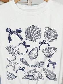 Camiseta de mujerCamiseta gráfica de manga corta, camisetas casuales para mujer, camisetas de algodón, tops de verano para mujer, camisetas con estampado divertido para mujer, camisetas suaves y cómodas para uso diario, regalo diario, camiseta .Top de verano para mujer.Cómoda y ligera - Blanco - Ver 5