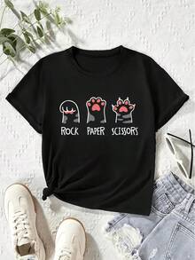 Women's Casual Sports T-Shirt With Front Knot Design - Black Short Sleeve T-Shirt, Elastic And Round Neck, Machine Washable, Comfortable Fit And For All Seasons. - 黑色 - 查看 6