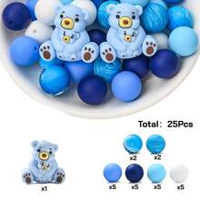 22/24/25pcs Colorful Animal Silicone & Acrylic Beads Set, DIY Jewelry Making Bracelet Necklace Phone Charm & Bag Decor Craft Supplies - Multicolor - View 18