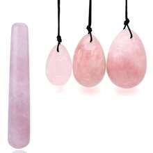 4Pcs Healing Yoga Exercise Eggs, Egg Massage Stick Set, Obsidian Gemstone/Rose Quartz, For Female Vaginal Muscle Tight Kegel Exercise, Yoni Muscles Massage Exercise Eggs For Train Pelvic - one-size - View 7
