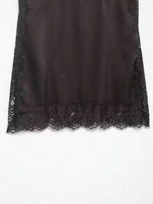 Blusa de satén y encaje elegante de moda para mujer, nueva colección de verano DEEKA - Café integral - Ver 9