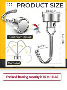 Rotating Magnetic Hooks, Suitable For Refrigerator, Kitchen, Office, Classroom, Garage, Cruise Ship, Etc. With Heavy Duty Magnets - Multicolor - View 3