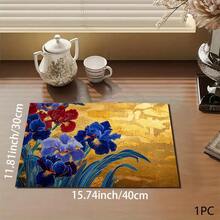 1 件金色鸢尾花印花吸水垫/晾干垫，适用于咖啡机、餐具 - 吸水性强的聚酯纤维桌面保护垫，带橡胶防滑垫，可用于厨房台面装饰、家庭酒吧和餐桌。 - 彩色 - 查看 11