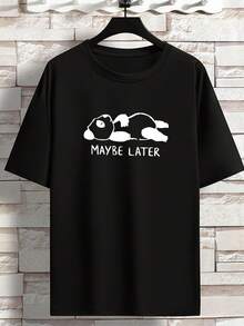Camiseta de manga corta de primavera y verano 2023, moda americana con estampado de etiqueta de moda, para hombre y joven, de cuello redondo, ampliada y ensanchada, casual y versátil, TALLA GRANDE - Negro - Ver 2