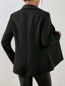 Chaqueta de blazer ajustada de manga larga y sexy para mujer, conjunto verde, chaqueta de traje para mujer, blazer verde para mujer, blusas sociales, ropa de oficina para mujer, ropa de negocios profesional, abrigo de invierno para mujer verde - Negro - Ver 2