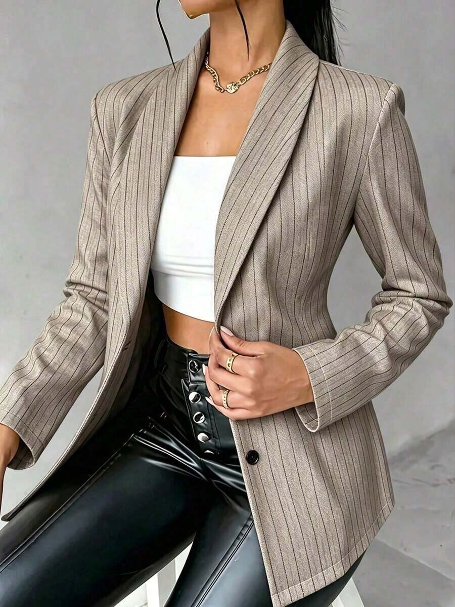 Chaqueta de blazer ajustada de manga larga y sexy para mujer, conjunto verde, chaqueta de traje para mujer, blazer verde para mujer, blusas sociales, ropa de oficina para mujer, ropa de negocios profesional, abrigo de invierno para mujer verde - Albaricoque 2 - Ver 1