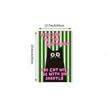 1 pieza Arte de pared de baño con gato negro divertido "El gato estará contigo en breve" Impresión en lienzo|Decoración del hogar moderna con rayas verdes de dopamina para baño, dormitorio, sala de estar o inodoro, póster de gatito lindo, regalo para ella, sin marco, pergamino colgante de madera o enmarcado - patrón - Ver 14