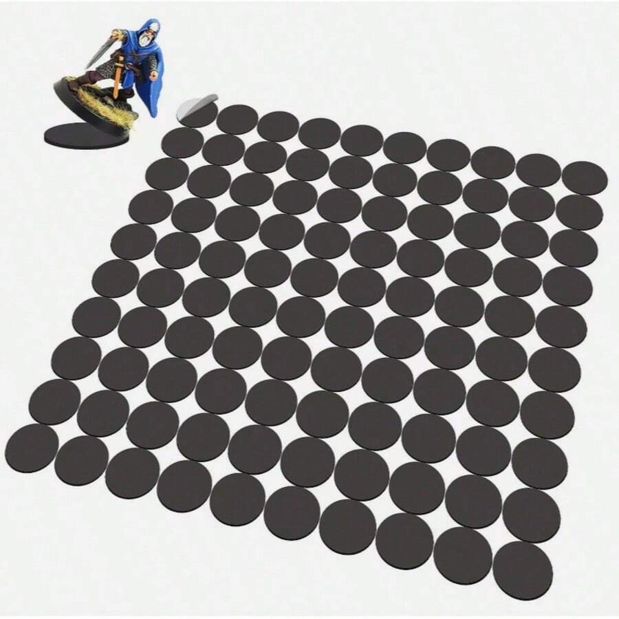 Evemodel 100pcs Miniature Magnetic Self-Adhensive 25mm Round Bases For Wargames - A - View 1