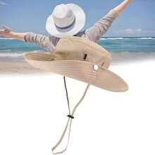 1pc Wide Brim Double-Layer Sun Hat, Neck Protection Design Blocks UV, Adjustable Drawstring Prevents Slipping, Lightweight & Breathable, Suitable For Outdoor Activities - Multicolor - View 4
