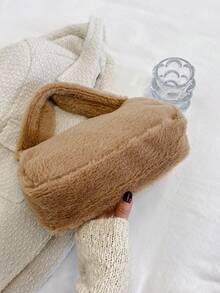 Women's Fluffy Shoulder Bag, Fashionable And Versatile For Daily Commute, Travel, Shopping - Camel - View 9