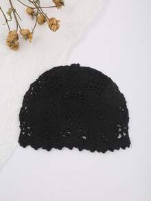 1pc Women's Fashionable Spring/Autumn Lightweight Hollow Crochet Knit Hat, Suitable For Beach, Boho Style Outfit - A - View 12