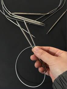 3 peças/Conjunto Agulhas de Tricô de Aço Inoxidável de 80cm, Design Circular, Adequado para Tricô Plano e Circular, Sem Necessidade de Emenda, Agulhas de Aço Inoxidável Lisas, Tricô Sem Emendas, Sem Emaranhados, Pode Ser Usado para Suéteres, Xales, Mantas, Almofadas e Outros Projetos de Tricô - Agulhas circulares de aço inoxidável para tricô - Visão 3